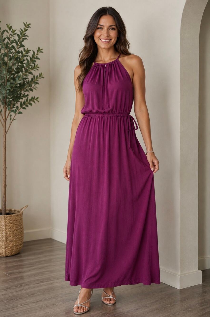 SOMA Weekend Halter Neck Sleeveless Maxi Dress Women's Size XL Orchid Purple